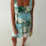 Zenica Shift Mini Dress - Aqua Multi