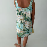 Zenica Shift Mini Dress - Aqua Multi