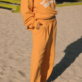 French Terry Straight Leg Drawstring Pants - Miami Mango
