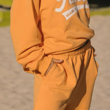 French Terry Straight Leg Drawstring Pants - Miami Mango