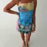 Tropical Horizon Mini Dress - Blue