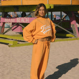 French Terry Straight Leg Drawstring Pants - Miami Mango