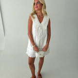 Clara Collared Eyelet Mini Dress - White