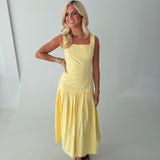 Maryanne Sleeveless Drop Waist Maxi Dress - Butter Yellow