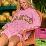 Oversized Terry Classic Striped Mockneck - Dragonfruit Stripe