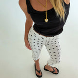 Polka Dot Capri Pants - Black