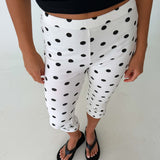 Polka Dot Capri Pants - Black