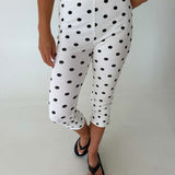 Polka Dot Capri Pants - Black