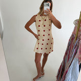 Rosie Polka Dot Open Back Mini Dress - Cream/Red