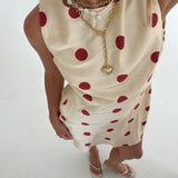 Rosie Polka Dot Open Back Mini Dress - Cream/Red