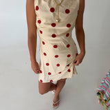 Rosie Polka Dot Open Back Mini Dress - Cream/Red
