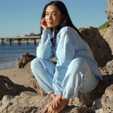 Fancy Fleece Cuffed Leg Sweatpants - Ice Blue