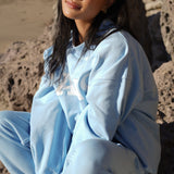 Fancy Fleece Cuffed Leg Sweatpants - Ice Blue