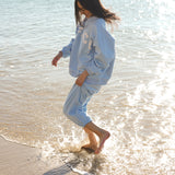 Fancy Fleece Cuffed Leg Sweatpants - Ice Blue