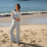 Fancy Relaxed Flow Pant - Malibu Blue Stripe