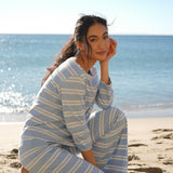 Fancy Relaxed Flow Pant - Malibu Blue Stripe