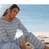 Fancy Relaxed Flow Pant - Malibu Blue Stripe