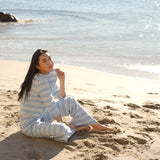 Fancy Relaxed Flow Pant - Malibu Blue Stripe