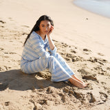 Fancy Relaxed Flow Pant - Malibu Blue Stripe