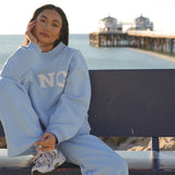 Fancy Fleece Wide Leg Sweatpants - Ice Blue