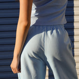 Fancy Fleece Wide Leg Sweatpants - Ice Blue