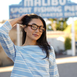Fancy Boatneck Top - Malibu Blue Stripe