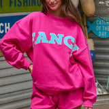 Oversized Terry Classic Mockneck - Hibiscus Pink