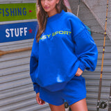 Oversized Terry Sport Mockneck - Cobalt Blue