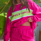 Oversized Sport Crewneck - Hibiscus Pink