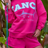 Oversized Terry Classic Graphic Mockneck - Hibiscus Pink