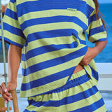 Essential Striped Oversized Tee - Mahi