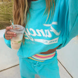 Fancy Oversized French Terry Mockneck - Biscayne Blue