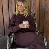 Fancy Buttoned Waffle Long Sleeve - Chocolate