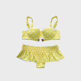 Ruffle Detail Two Piece - Daffodil Polka Dot