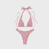 Spring Garden Plaid Bikini Swim Set - Pink Multi