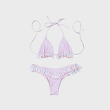 Triangle Ruffle Bikini Swim Set - Pink Gingham
