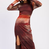 Allyson Mesh Maxi Dress - Rust