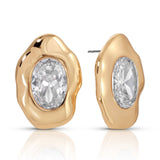 Molten Glow Crystal Studs: Clear Crystal with 18k Gold Plating