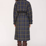 Havana Plaid Trench Coat - Navy/Green Plaid