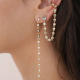 Dainty Linear Crystal Earrings: Clear Crystal with 18k Gold Plating