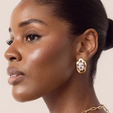 Molten Glow Crystal Studs: Clear Crystal with 18k Gold Plating