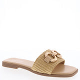 Peyton Buckle Sandals - Beige/Raffia