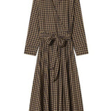 Celia Plaid Long Sleeve Shirt Dress - Carmel