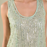Thea Overlay Sequin Chiffon Maxi Dress - Sage