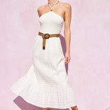 Arden Belted Midi Dress - Off White