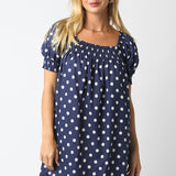 Paulina Polka Dot Mini Dress - Navy Natural