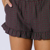 Sylvia Gingham Ruffled Mini Shorts - Red/Green
