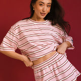 Fancy Button Shorts - Candy Cane Stripes