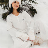 Fancy Buttoned Waffle Long Sleeve - Snow White