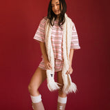 Fancy Button Shorts - Candy Cane Stripes
